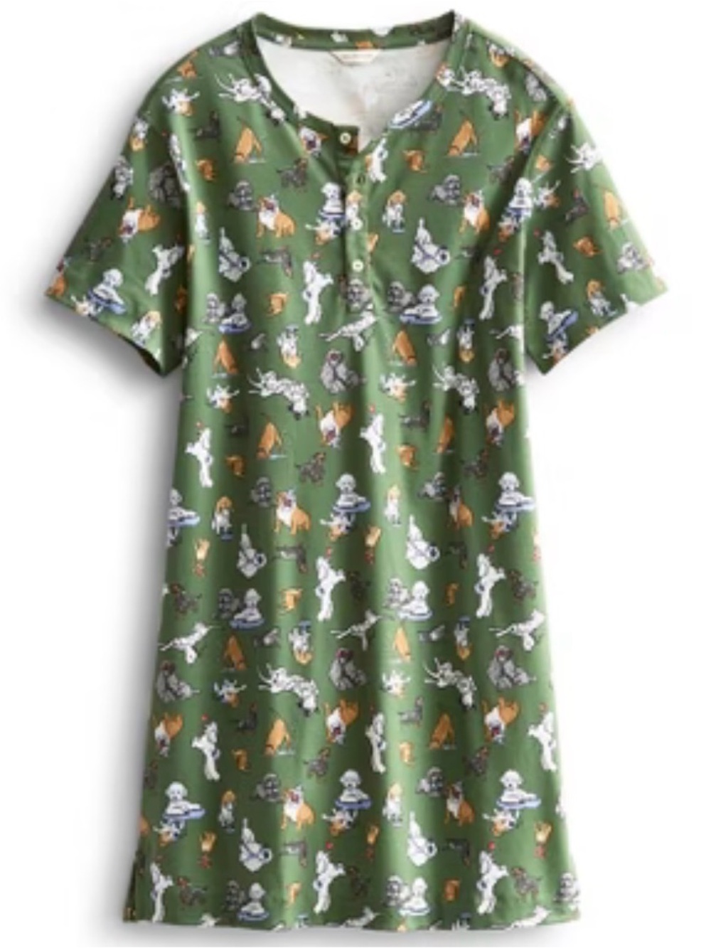 Vera Bradley Green Puppy & Camping Print Short-Sleeve Nightgown